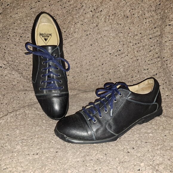 JOHN FLUEVOG-Know The Future Decide Well Today-Black Leather-Lace Up-Sz 11-EX - Picture 1 of 9